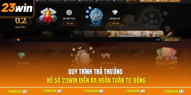 Xổ số 23WIN 1 Quy trình trả thưởng xổ số 23WIN diễn ra hoàn toàn tự động
